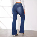Damen Bootcut Jeans im Vintage-Stil mit hoher Taille R&B