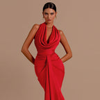 Damen Elegantes Maxikleid mit schmeichelndem Schnitt und tiefem V-Ausschnitt R&B