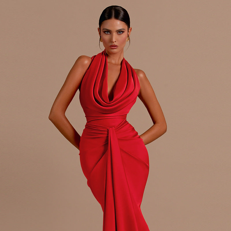 Damen Elegantes Maxikleid mit schmeichelndem Schnitt und tiefem V-Ausschnitt R&B