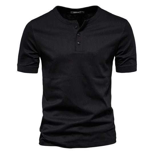 Herren nan schmal geschnittenes Kurzarmshirt mit kurzer Knopfleiste und geripptem Kragen aus Baumwollmix R&B