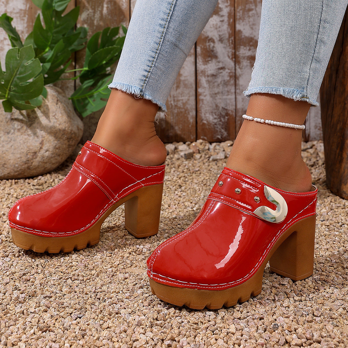 Damen Hochwertige Clogs mit Holzsohle R&B