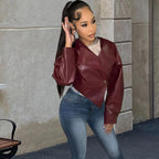Damen Kunstlederjacke mit modernem Schnitt R&B