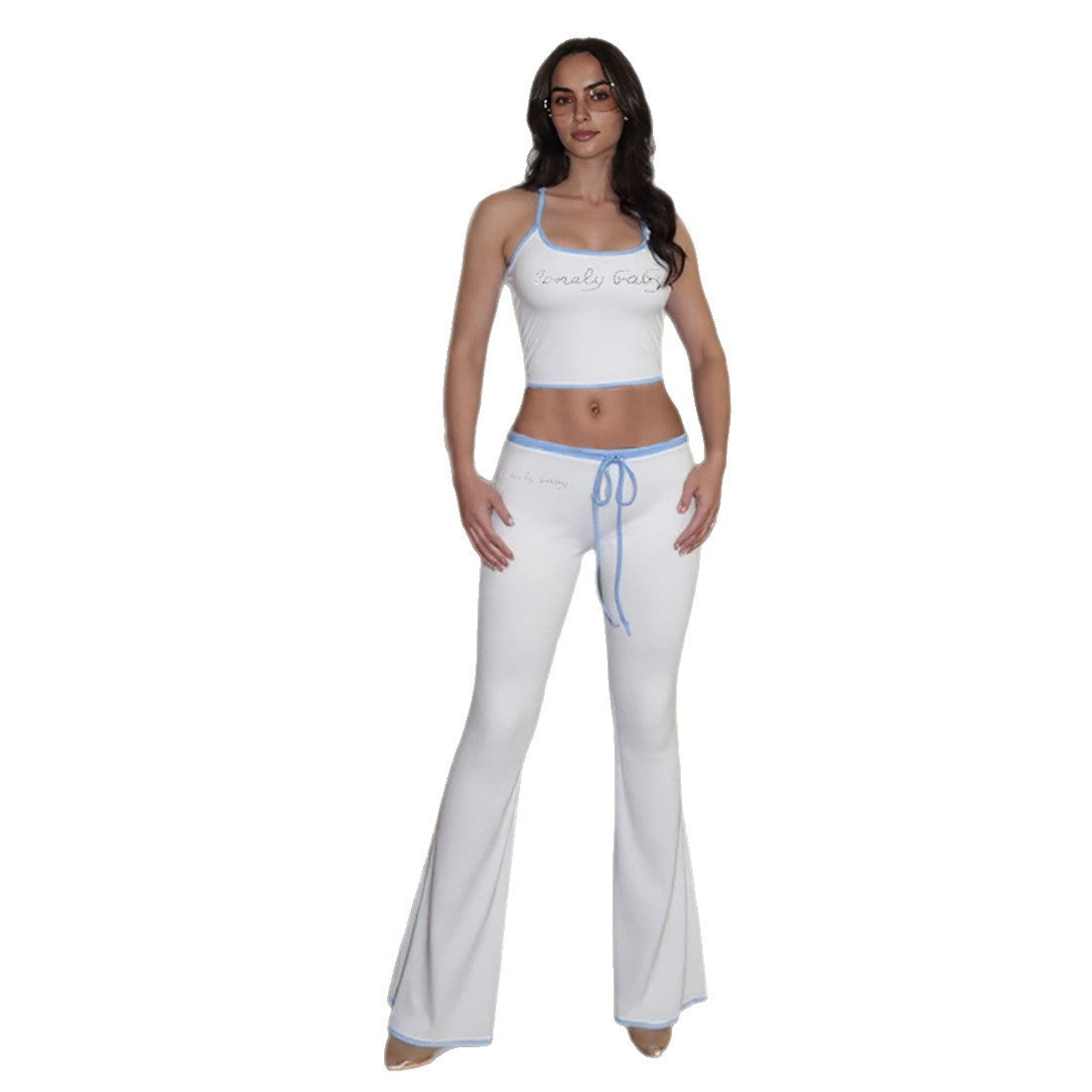 Damen Sportliches Zweiteiler-Set mit bra und weit geschnittener Hose R&B