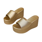 Damen Wedge-Sandalen mit elegantem Glitzerfinish
