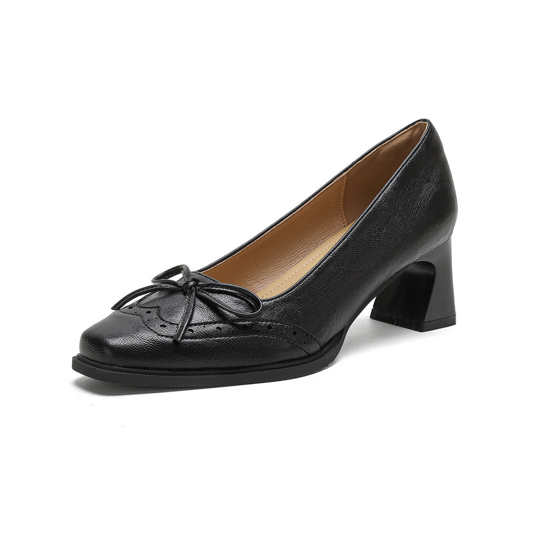 Damen elegante Pumps mit modischer Schleife und klassischer Perforation R&B