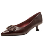 Damen elegante Blockabsatz-Pumps mit modischer Schnallenapplikation