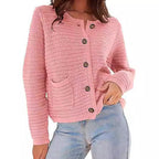 Damen Strickjacke mit dekorativen Knöpfen und praktischen Taschen R&B