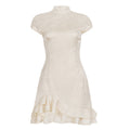 Damen elegant geschnittenes Chiffon-Kleid mit Rüschenkante R&B