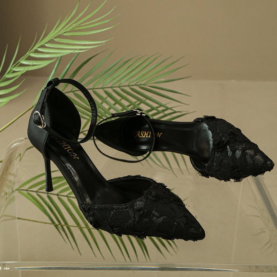 Damen elegante High Heels mit floralem Spitzendesign und verstellbarem Riemen R&B