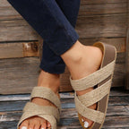 Damen Plattform-Sandalen mit geflochtenen Riemen und ergonomischer Fußbettgestaltung EB