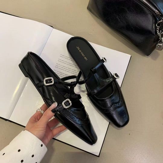 Damen Slingback-Pantoletten mit elegantem Riemendesign und funkelndem Glanz R&B