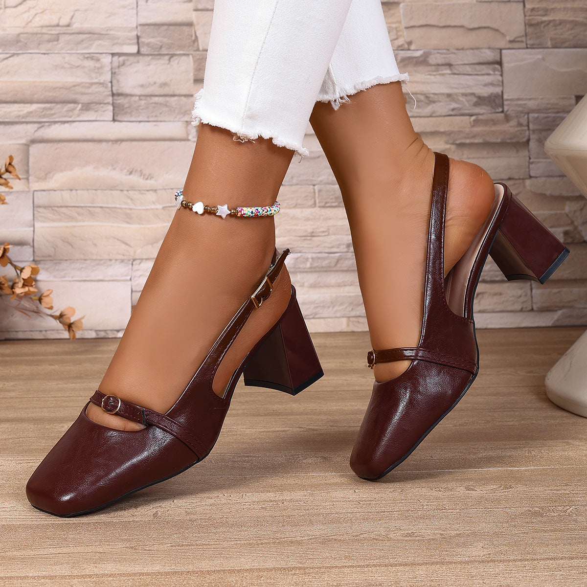 Damen Slingback-Pumps mit komfortablem Blockabsatz R&B