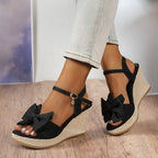 Damen Wedge-Sandalen mit dekorativem Schleifendetail R&B