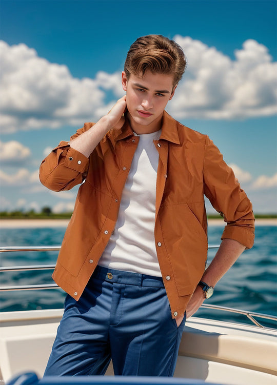 Herren lässige Outdoor-Jacke mit praktischem Druckknopfverschluss und atmungsaktivem Material R&B