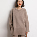 Damen Eleganter, lässiger Strickpullover mit weitem Schnitt und detailreichen Ärmeln