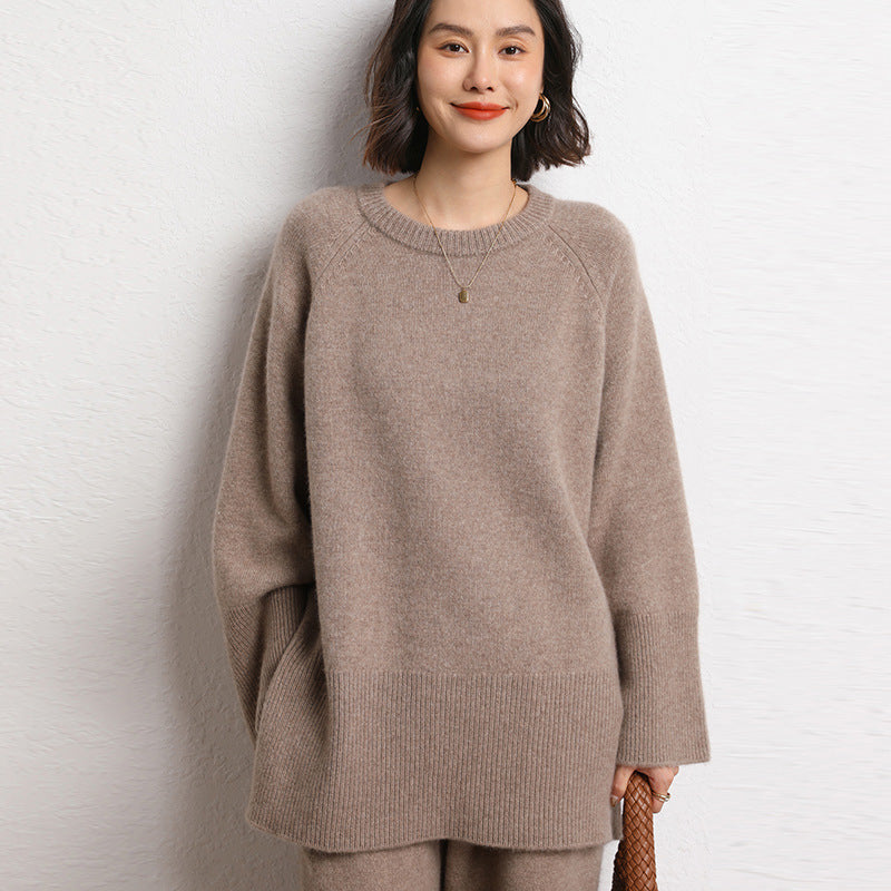 Damen Eleganter, lässiger Strickpullover mit weitem Schnitt und detailreichen Ärmeln