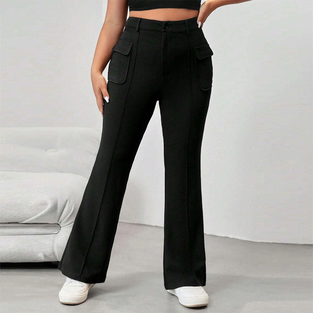 Damen Flared Hose mit praktischen Seitentaschen und elastischem Bund R&B