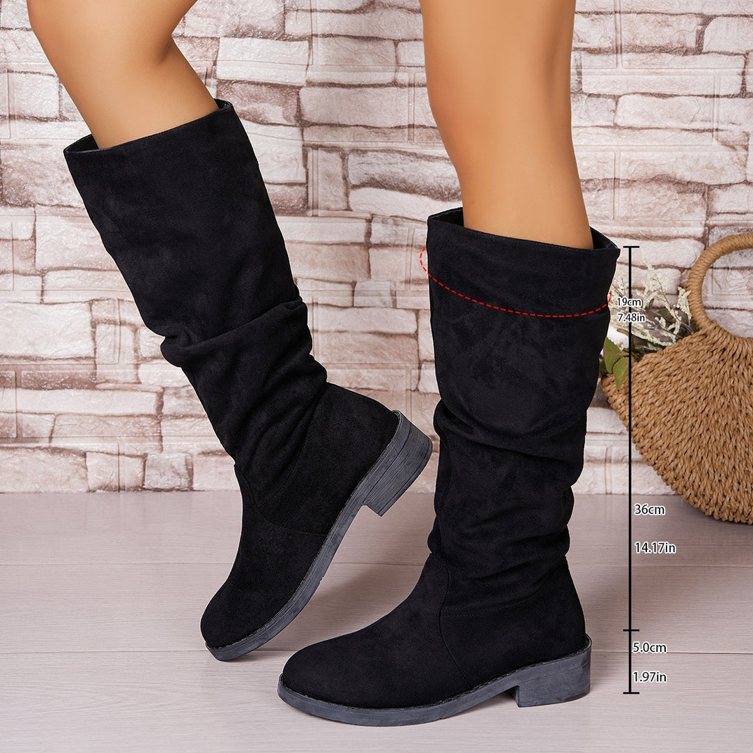 Damen Kniehohe Stiefel mit lässigem Falten-Design R&B