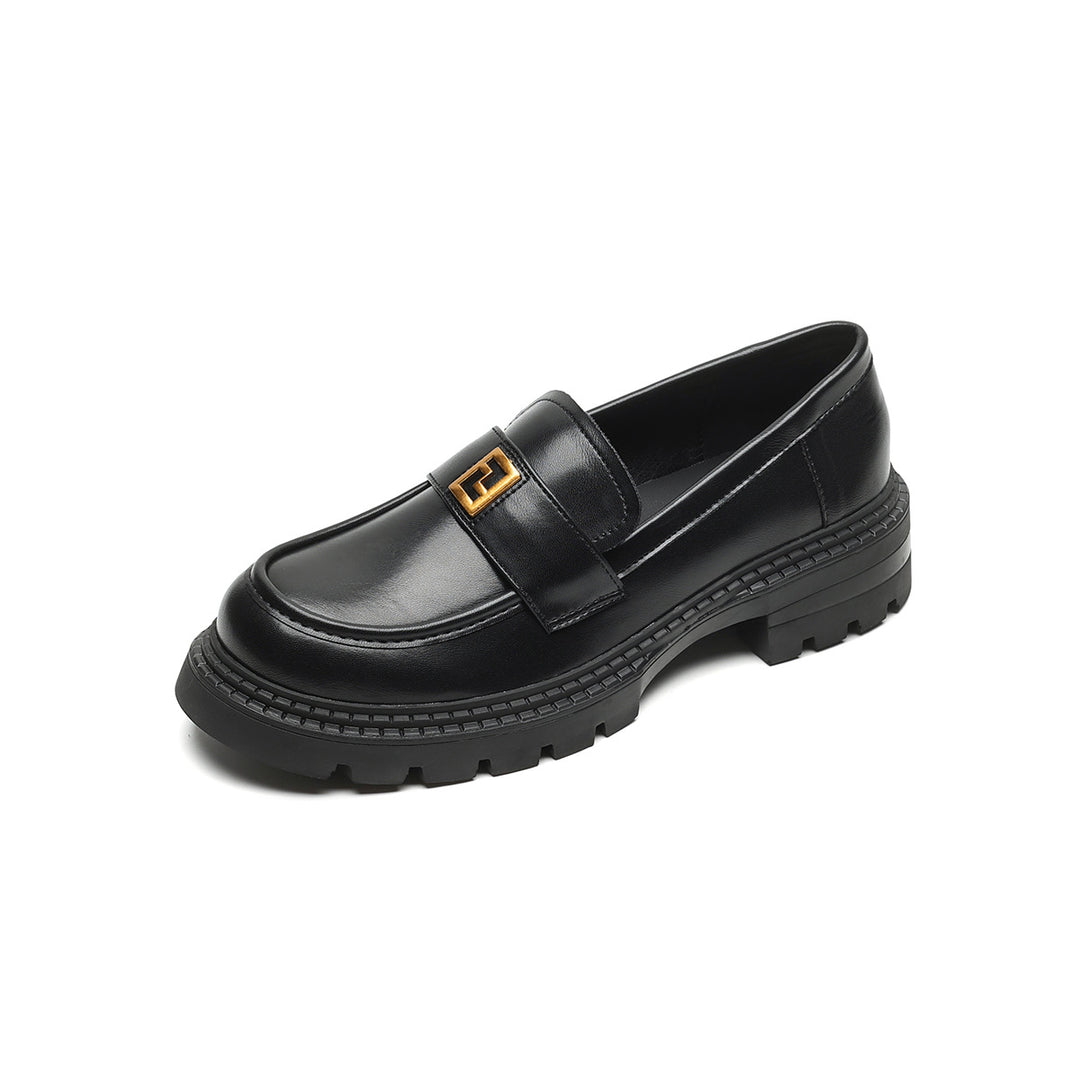 Damen elegante Mokassin-Slipper mit modischem Riemen und stabiler Gummisohle R&B