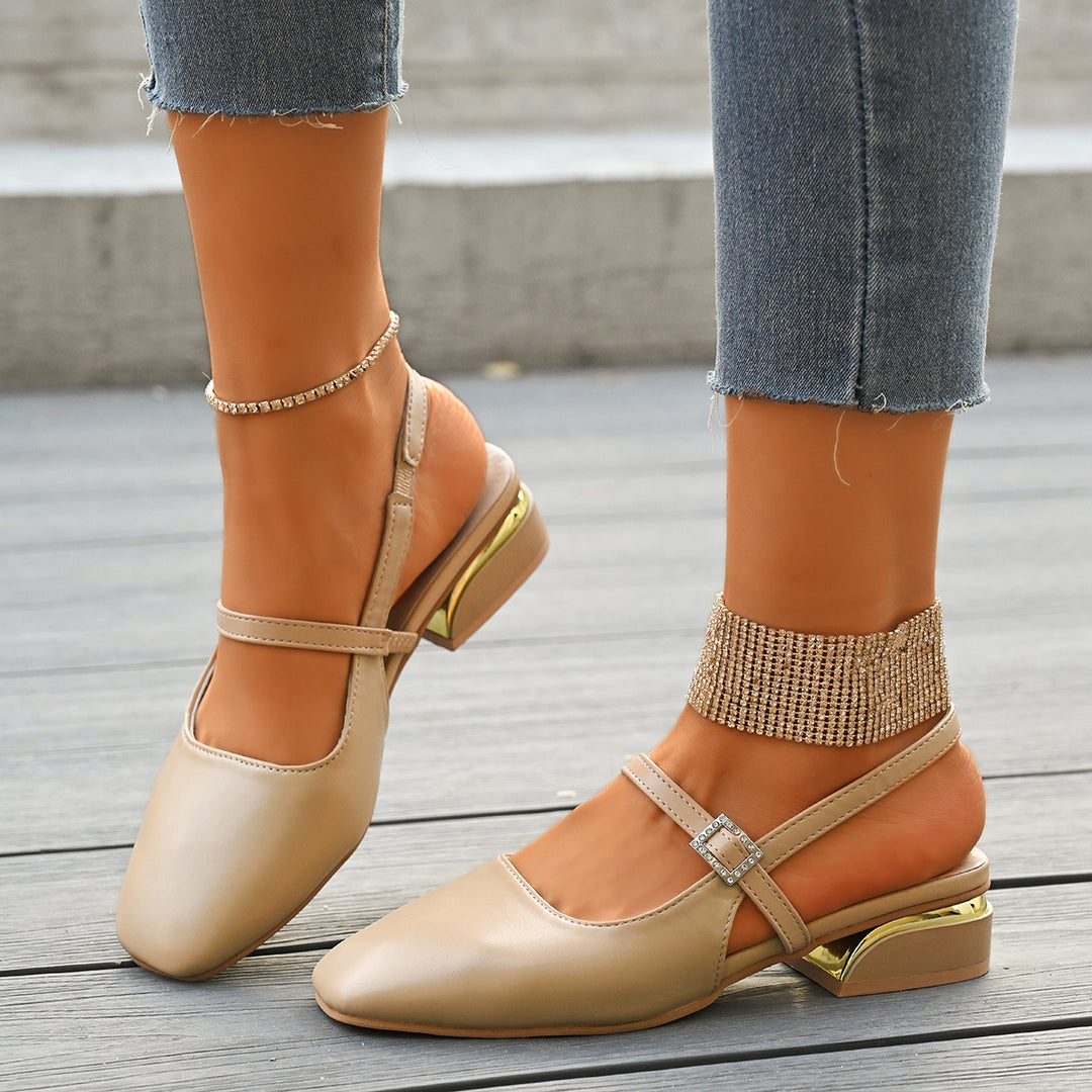 Damen Slingback-Ballerinas mit eleganter Schnallenverzierung und Komfortabsatz R&B