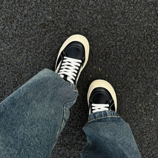 Damen modische Sneakers mit hochwertiger Leder-Oberfläche und dämpfender Sohle R&B