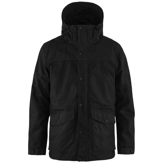 Herren funktionale Winterjacke mit abnehmbarem Kapuzenkragen und großen Taschen R&B