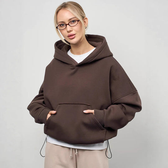Damen lässiger Oversize-Hoodie mit Kängurutasche und weichem Innenfutter R&B