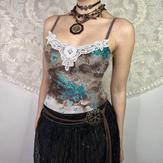 Damen Spitzentop mit floralem Muster und zartem Dekolleté R&B
