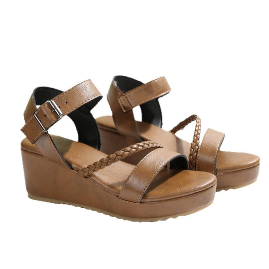 Damen Keil-Sandalen mit geflochtenem Riemen und verstellbarem Schnallenverschluss R&B