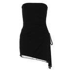 Damen Off-Shoulder Mini-Kleid mit asymmetrischem Saum und Raffung R&B