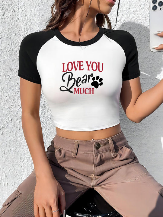 Damen Crop-Top mit motivierendem Schriftzug und lässigem Schnitt R&B