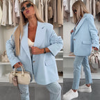 Damen Elegante Oversized Blazerjacke mit tiefem Revers und praktischen Taschen R&B