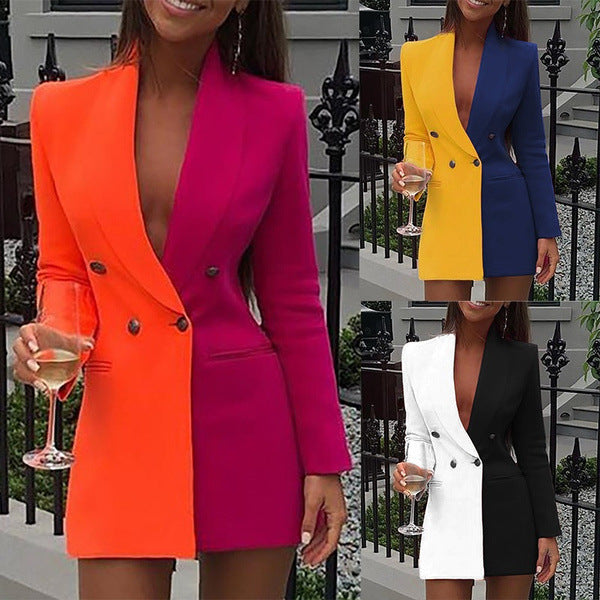 Damen Blazer-Kleid im modernen Zwei-Ton-Stil R&B
