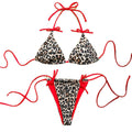 Damen Triangel-Bikini mit verspieltem Leopardenmuster und verstellbaren Bändern R&B