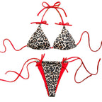 Damen Triangel-Bikini mit verspieltem Leopardenmuster und verstellbaren Bändern R&B