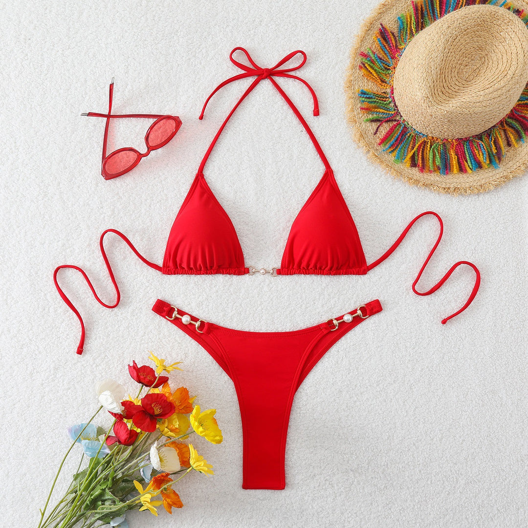 Damen Bikini-Set mit verstellbaren Trägern und modischen Ringdetails R&B
