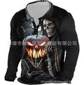 Herren Langarmshirt mit kreativem Gruselmotiv und atmungsaktiver Funktion R&B