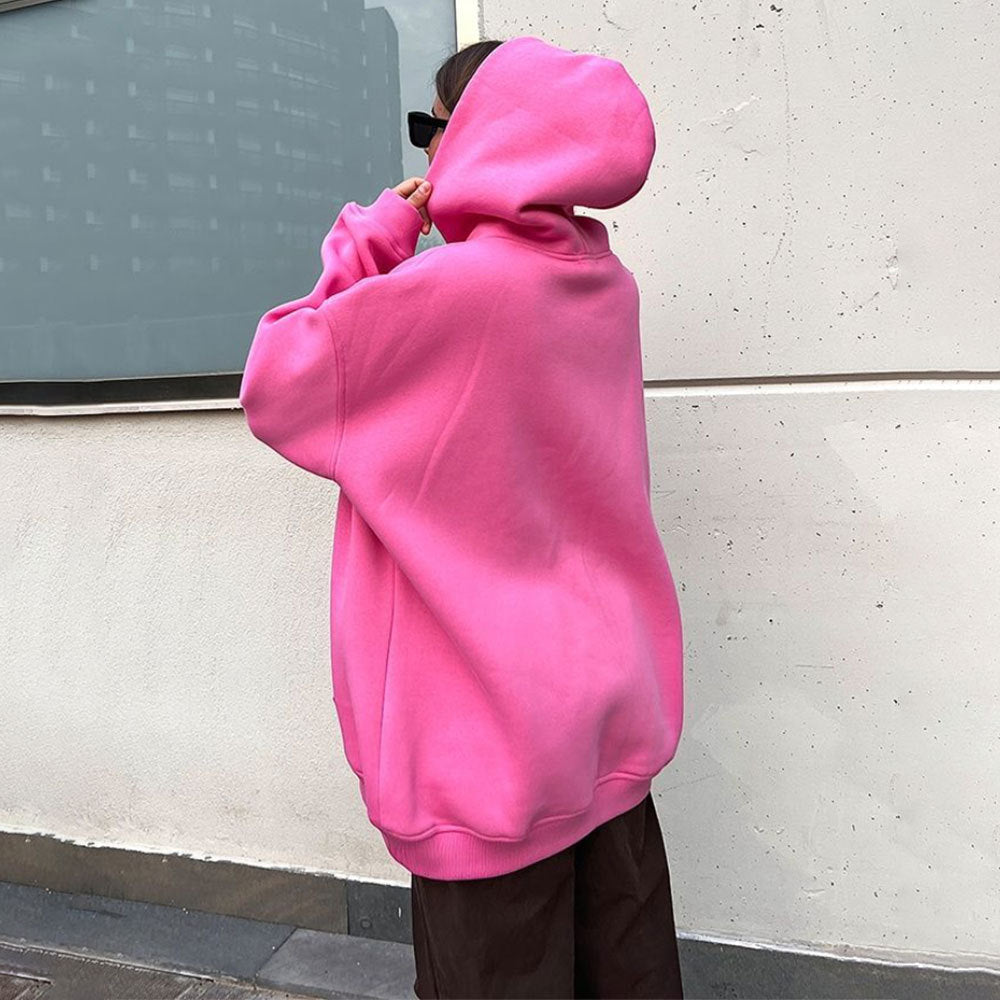 Damen Bequemer oversized Kapuzenpullover mit Kängurutasche R&B