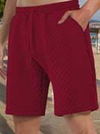 Herren nan strukturierte Strand-Bermuda aus Waffeljersey mit elastischem Kordelbund und schrägen Eingrifftaschen R&B