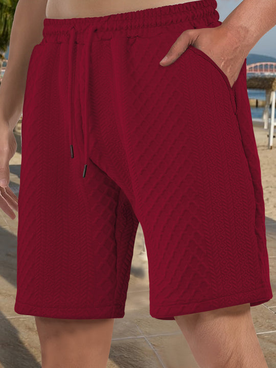 Herren nan strukturierte Strand-Bermuda aus Waffeljersey mit elastischem Kordelbund und schrägen Eingrifftaschen R&B