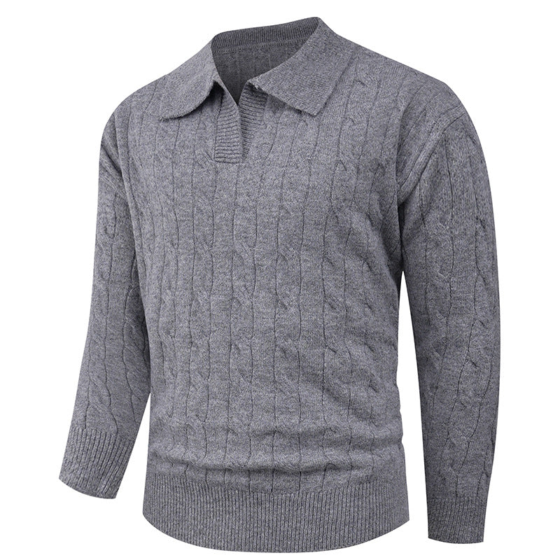 Herren eleganter Strickpullover mit modernem Zopfmuster R&B