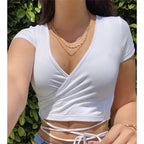 Damen Wickeloberteil mit kurzem Arm R&B