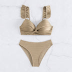 Damen Hoch tailliertes Badeanzug-Set mit raffinierten Rüschendetails R&B