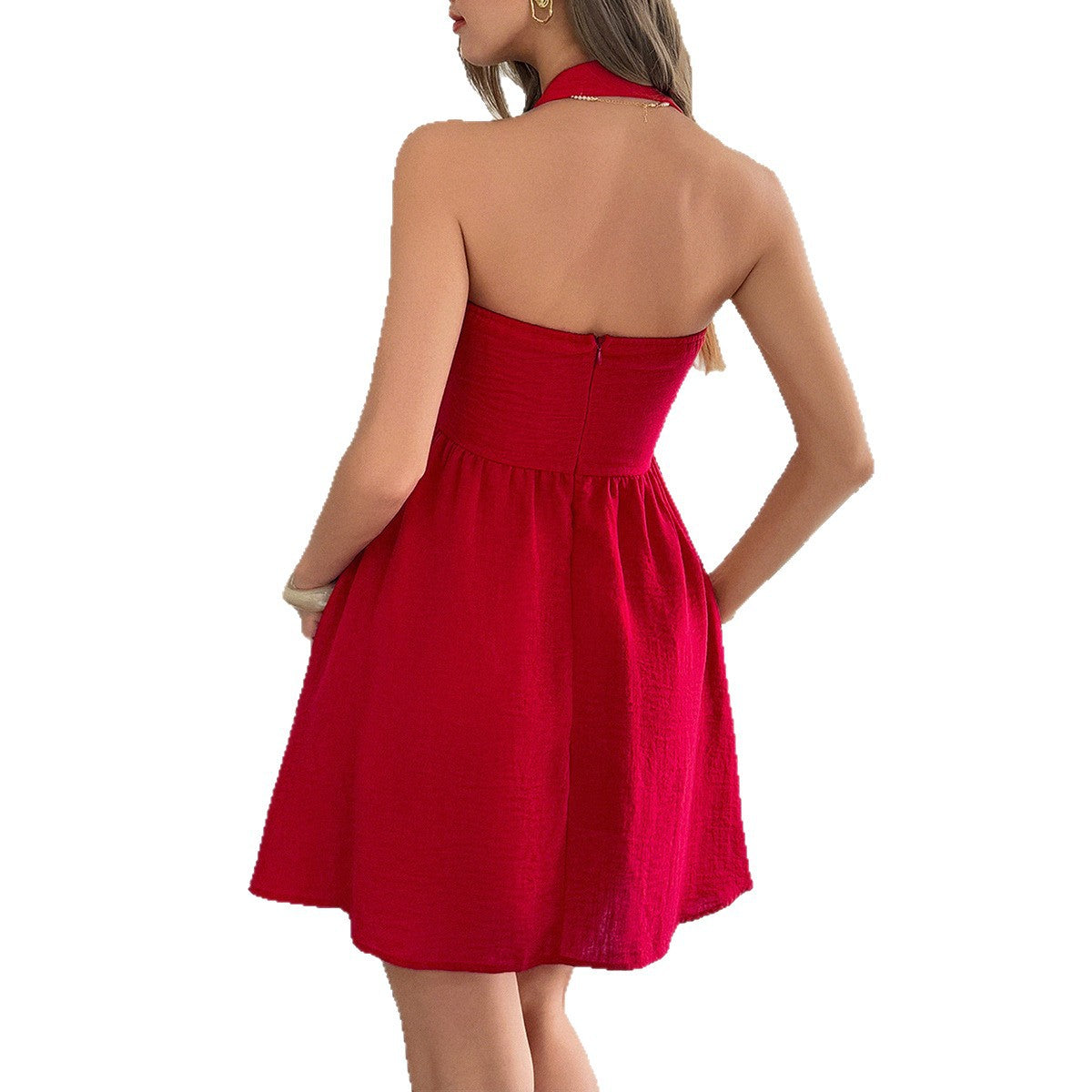 Damen Charmantes Trägerkleid mit weitem Rock und elegantem Schnitt R&B
