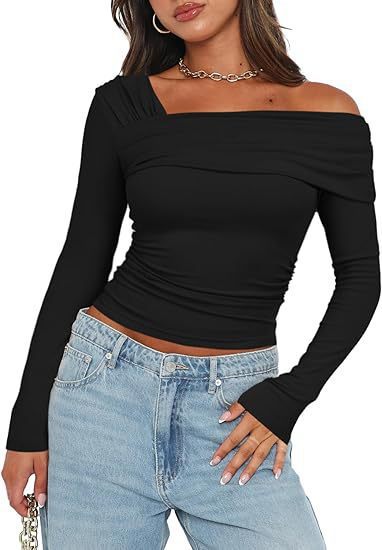 Damen Wickelshirt mit asymmetrischem Ausschnitt und raffiniertem Stretch R&B