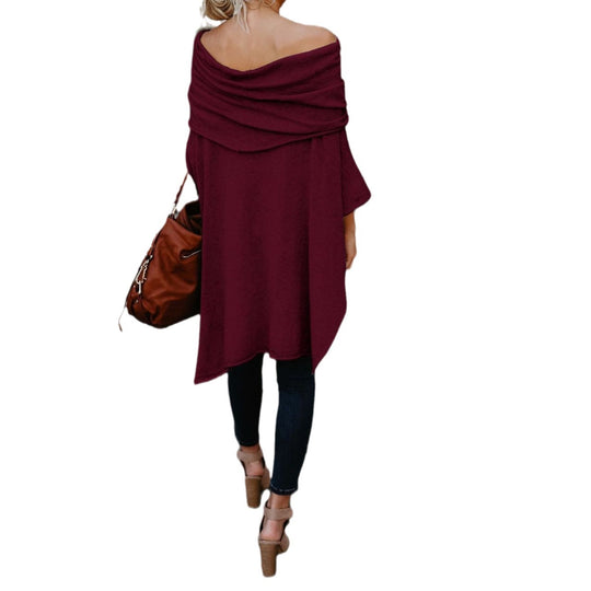Damen lässiger Poncho mit asymmetrischem Saum R&B