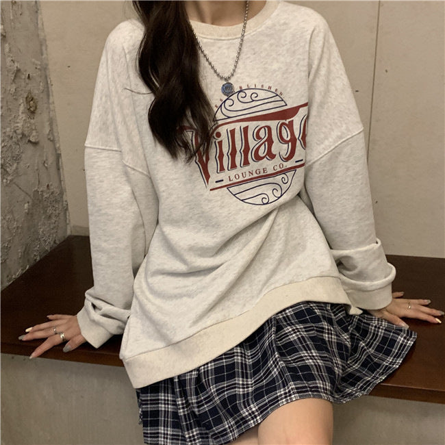 Damen lässiger Oversized Pullover mit kreativem Druck und bequemen, atmungsaktiven Materialien