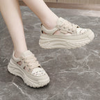 Damen Sportliche Plateau-Sneaker mit atmungsaktiver Oberflächenstruktur und modischem Design R&B
