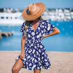 Damen verspieltes Sommerkleid mit V-Ausschnitt und luftigen Ärmeln