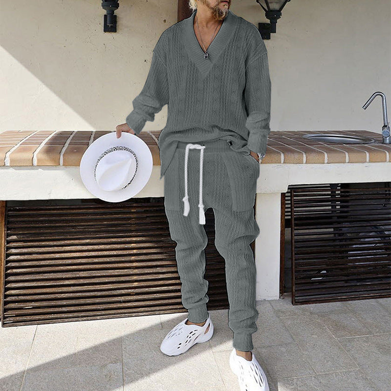 Herren lässiges Freizeit-Set aus atmungsaktivem Waffelstrick R&B